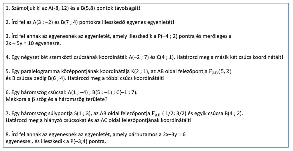 koordináta_geometria_feladatok_megoldással